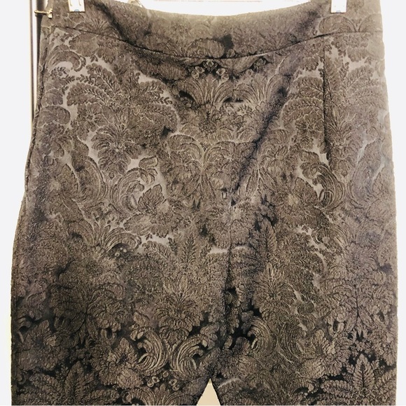 Dolce  & Gabbana large 10-12 black brocade dress pants flat front zip ankle - Picture 4 of 16
